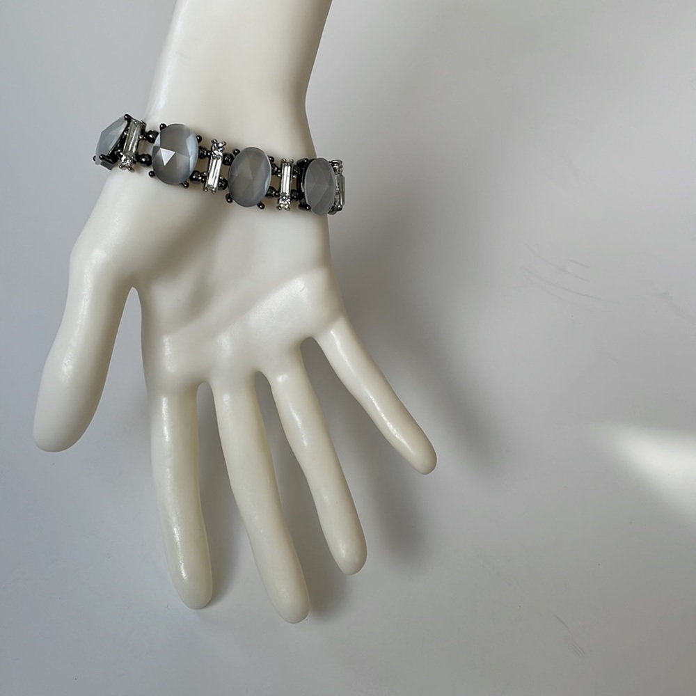 WHBM Smoky Grey Stone/Rhinestone Bars Bracelet - Picture 5 of 11